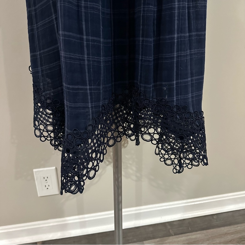 Anthropologie Plaid Kerchief Dress by Akemi + Kin Navy Size 6 - Picture 7 of 9